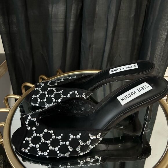 Steve Madden Rowe Mesh Crystal Mules NEW - Picture 5 of 6